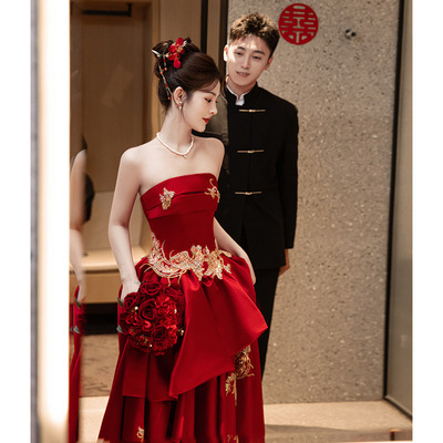 敬酒服新娘2025新款红色新中式订婚宴礼服裙女结婚晨袍高级感