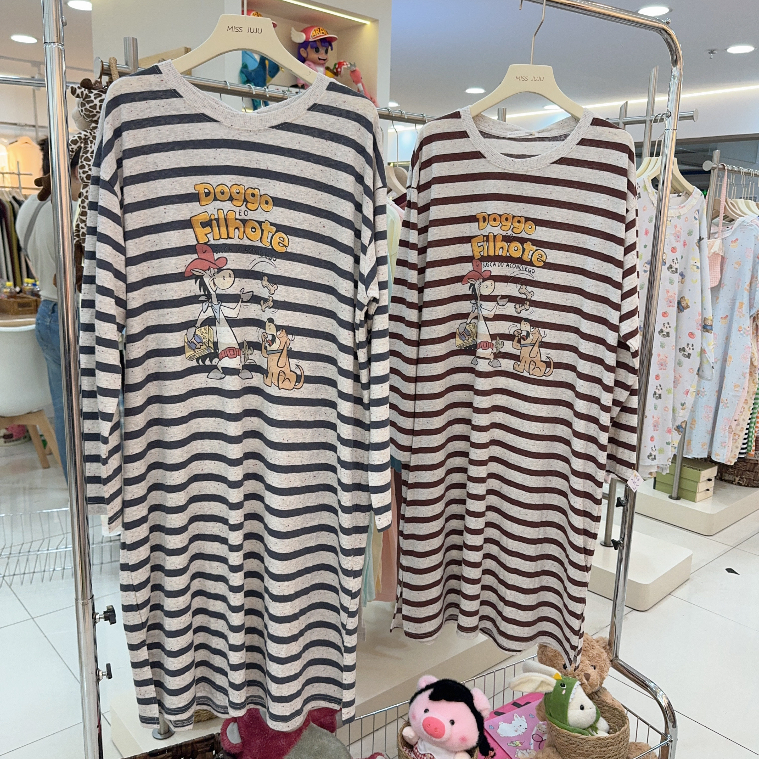 MISSJUJU圆领长袖睡裙女睡裙