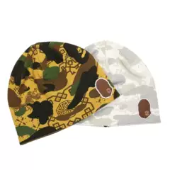 Jin Fan, Chen Guanxi, the same trendy brand: Ape Head, white and yellow camouflage woolen hat, trendy accessories, couple knitted cold hat