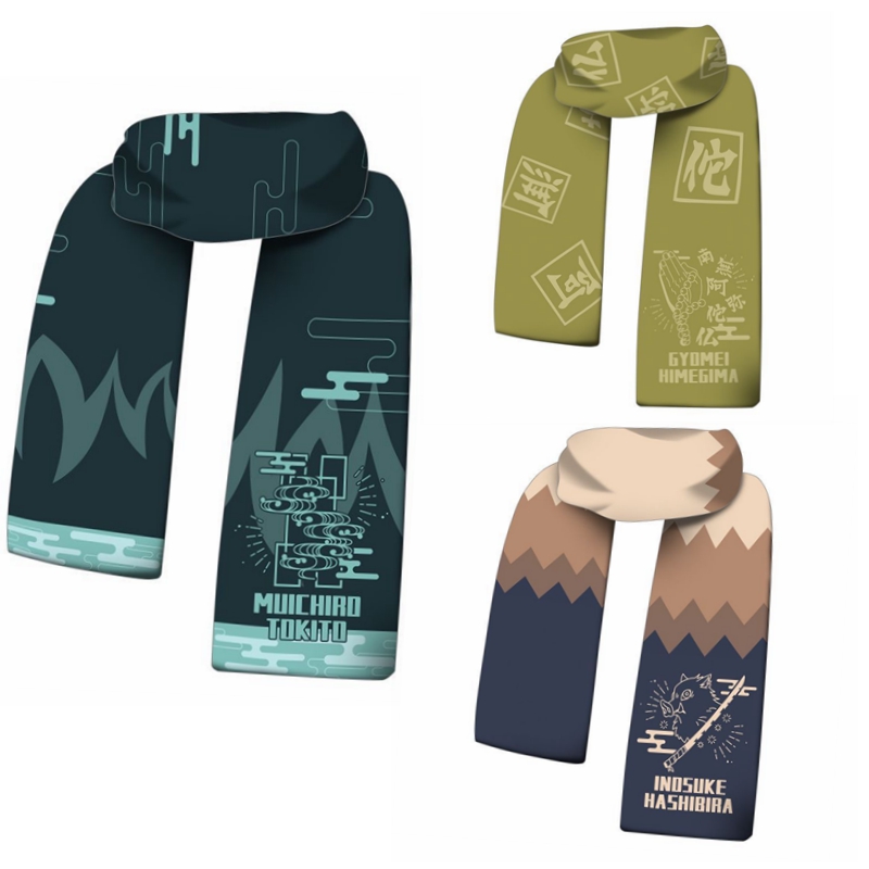 鬼灭之刃围巾双面绒秋季保暖围脖