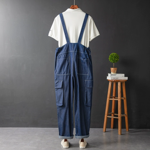 Мужской ретро джинсовый комбинезон в стиле хип-хоп, джинсы для влюбленных, штаны, свободный прямой крой, эффект подтяжки