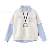 休闲长袖 WHISPER 25AW小众潮牌联名小猫刺绣翻领拼接polo衫 卫衣