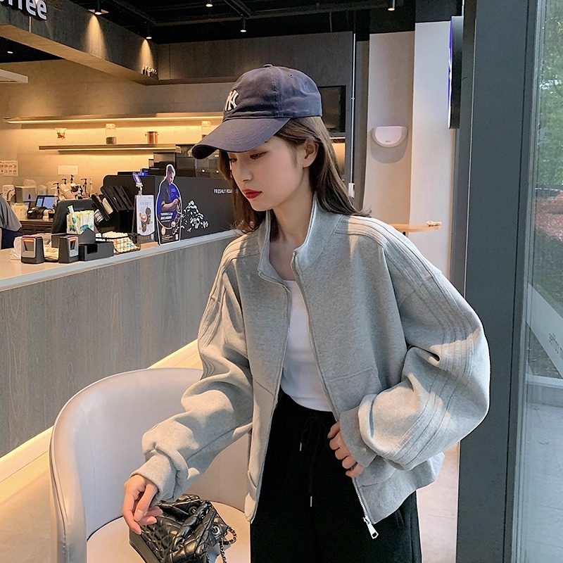 WHISPER*25AW小众潮牌联名短款休闲运动宽松棒球服夹克外套