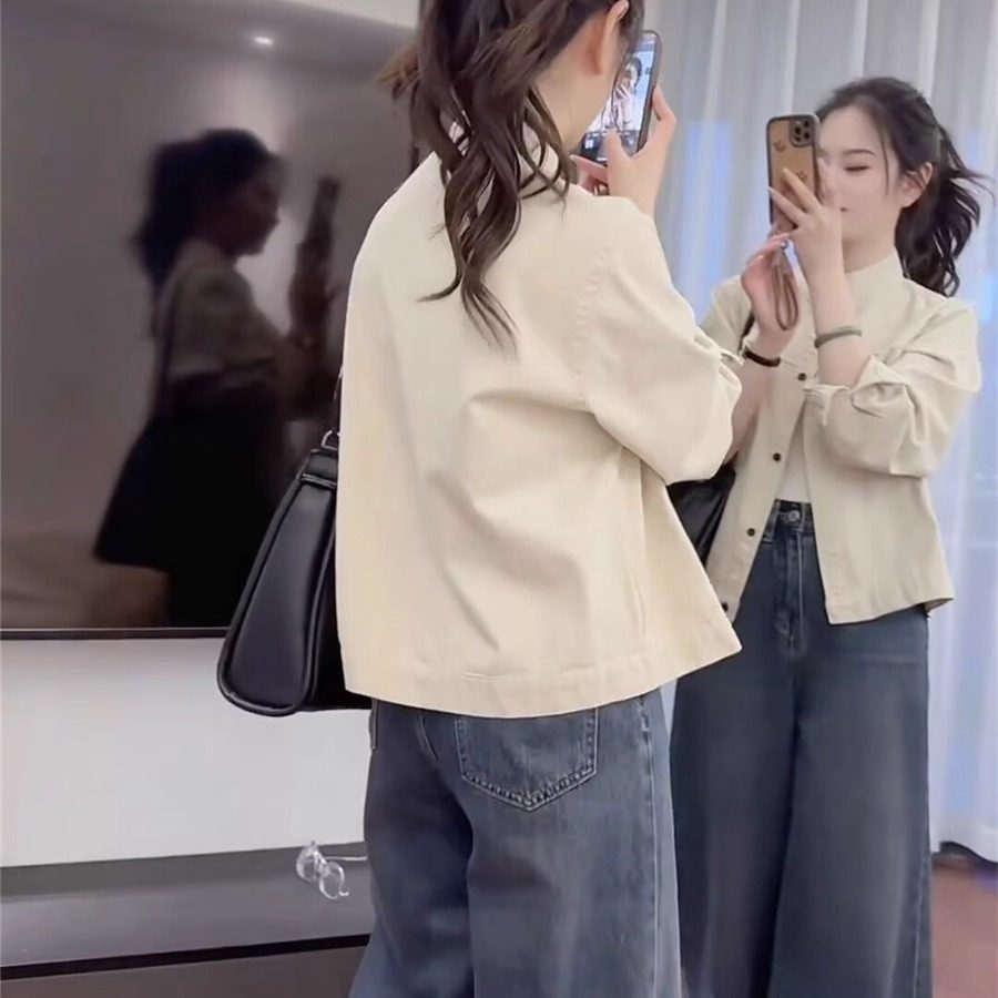 WHISPER*25AW小众潮牌联名休闲宽松百搭短款夹克衬衫外套