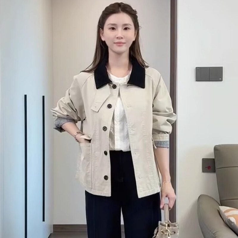 WHISPER*25AW小众潮牌联名夹棉加厚撞色翻领休闲宽松夹克外套