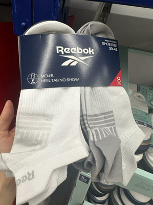 山姆国内代购锐步（Reebok）男款女款袜子吸湿快干8双装抑菌6双装