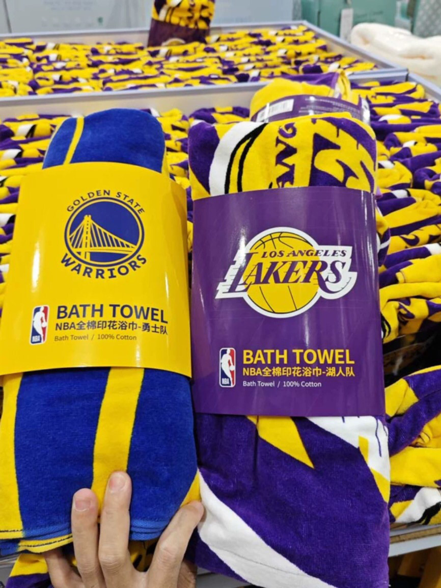 山姆NBA联名浴巾篮球运动健身男湖人勇士潮流全棉印花吸水大裹巾