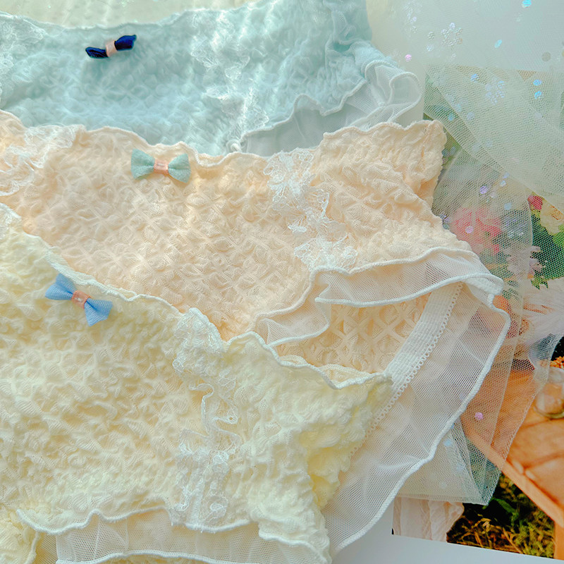 甜美纯欲女生性感蕾丝内裤2024新款薄款弹力女士纯棉档底裤三角裤