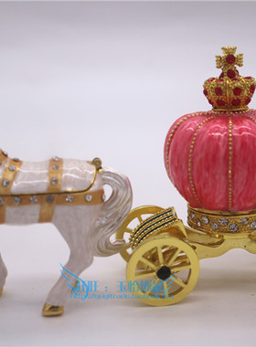 俄罗斯工艺品欧式风粉色南瓜车