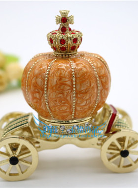 金属欧式风摆件柜台南瓜马车