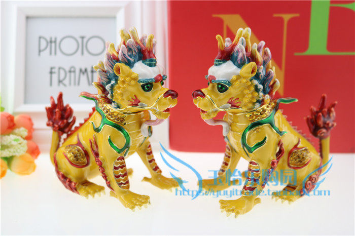 金属锡镶钻工艺品珐琅招财麒麟摆件客厅柜台玄关家居桌上柜台饰品