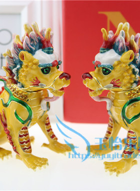 镶钻招财装饰彩绘柜台麒麟摆件