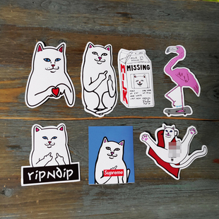 中指猫ripndip 潮牌旅行箱贴纸笔记本电脑贴纸滑板自行车单板防水