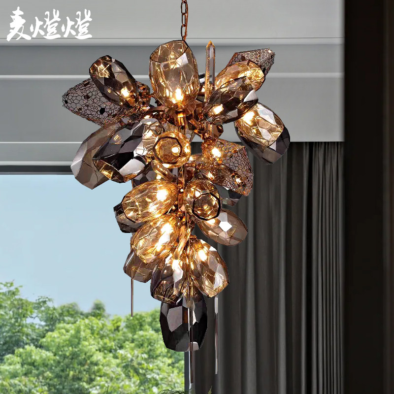 北欧意式轻奢客厅水晶吊灯大气个性设计师艺术高级感别墅餐厅灯具
