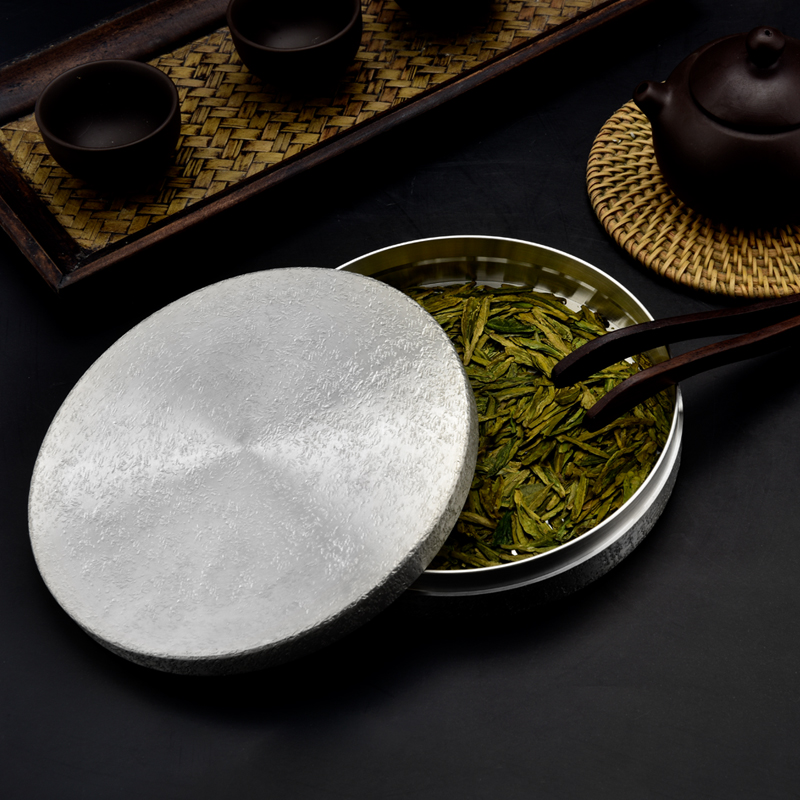 茶叶饼密封罐饼茶储藏盒纯锡金属保鲜盒普洱茶黑茶白茶收纳盒锡罐