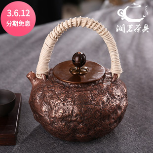 纯手工脱蜡铸造一体紫铜壶加厚迷你0.9L小容量纯铜煮茶壶铸铜茶具
