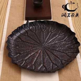 纯手工紫铜托盘干果盘水果盘茶道干泡盘泡茶壶壶承纯铜锻打茶杯托