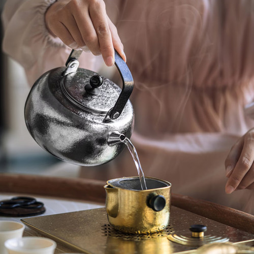 博友纯钛旅行版带包可折叠把手壶