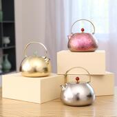 博友制钛观山提梁纯钛烧水壶800ml户外便携煮茶壶轻量露营泡茶壶