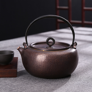 纯手工一张打纯铜烧水壶无涂层紫铜功夫茶煮茶一体煮茶壶北村静香