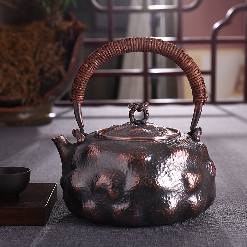 御音茶坊复古紫铜一张打铜壶