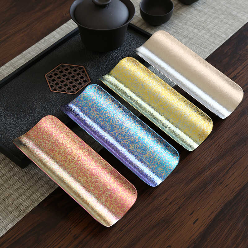 彩色高端纯钛茶荷茶则