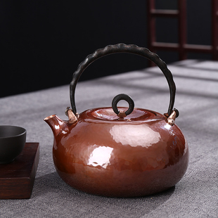 0.5L北村静香纯手工一张打烧水紫铜壶纯铜一体嘴纯铜茶壶口打出