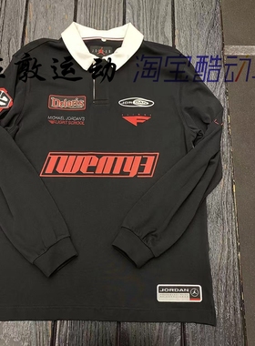 Jordan 男子运动休闲黑色宽松橄榄球服翻领长袖 HF9324-010