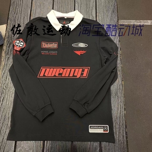 Jordan 男子运动休闲黑色宽松橄榄球服翻领长袖 HF9324-010