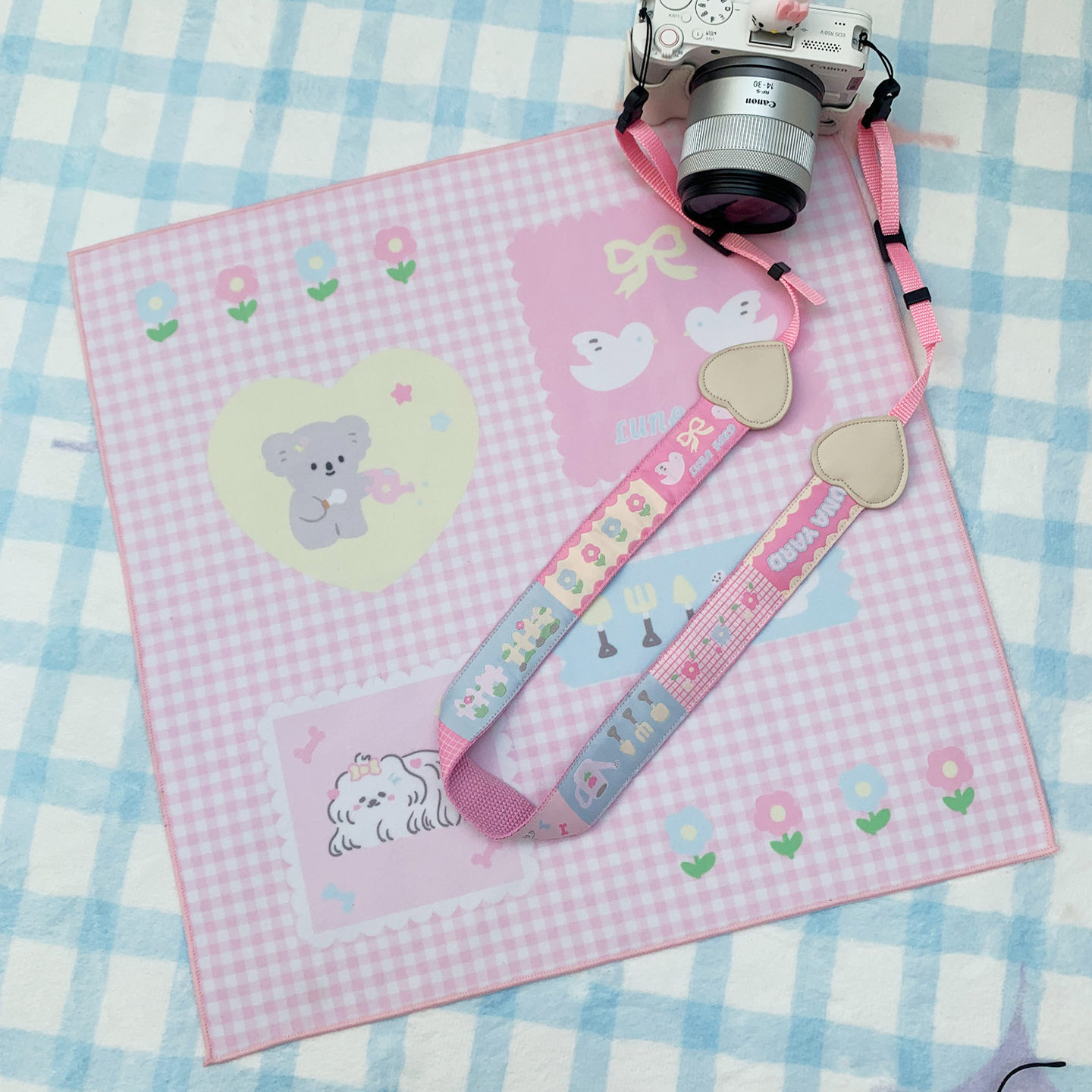 月亮公园|小小花园多功能收纳神器粉色相机百贴布镜头包裹自粘布