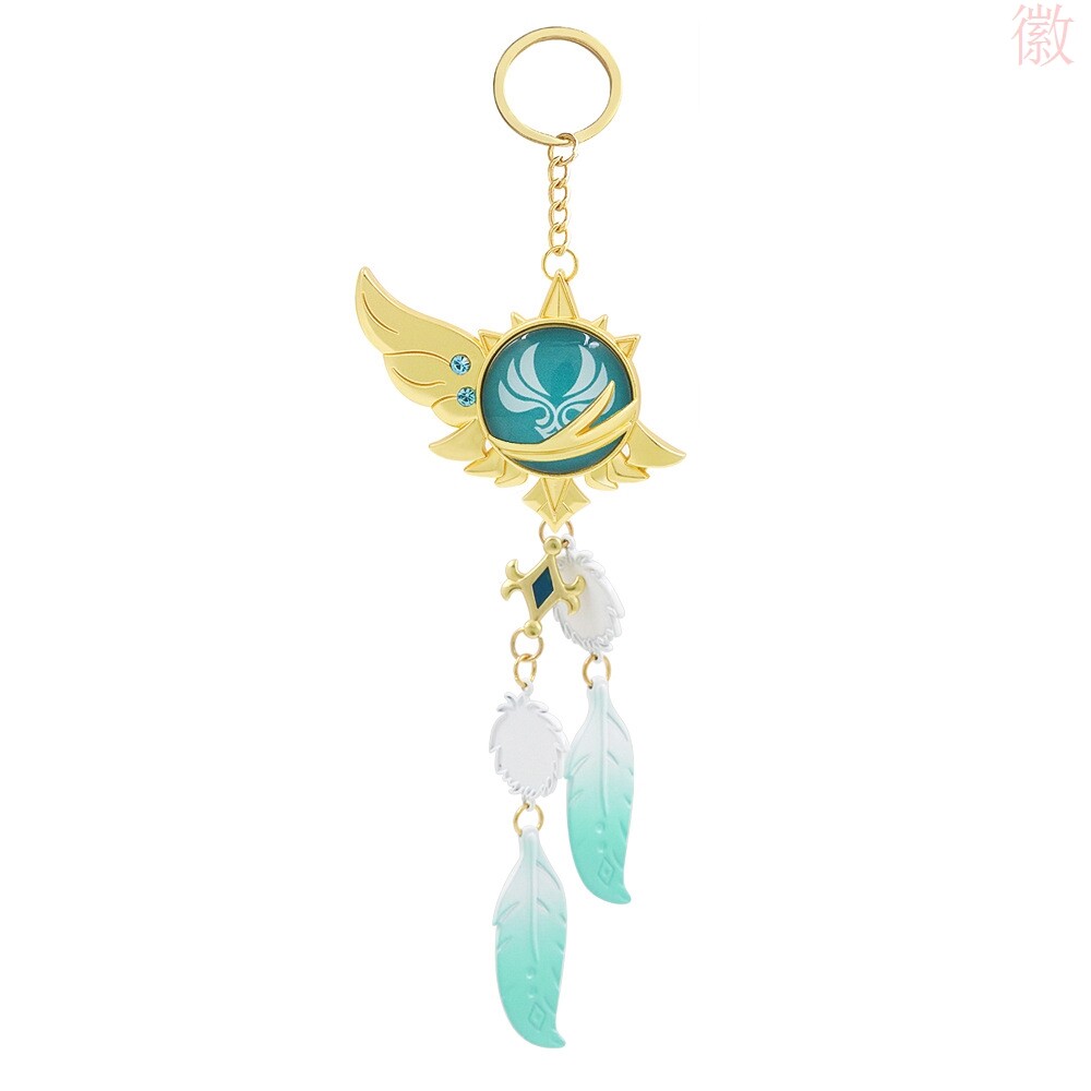 原神钥匙扣温迪神之眼风之眼流苏挂件可夜光吊坠二次元cos礼品