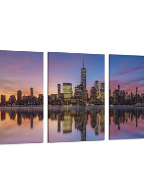 NYC纽约时代广场New York都市背景墙帆布无框画三联组合装饰挂画