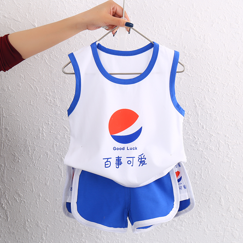 宝宝背心短裤套装纯棉儿童T恤无袖夏季休闲运动衣服男女童夏装 潮
