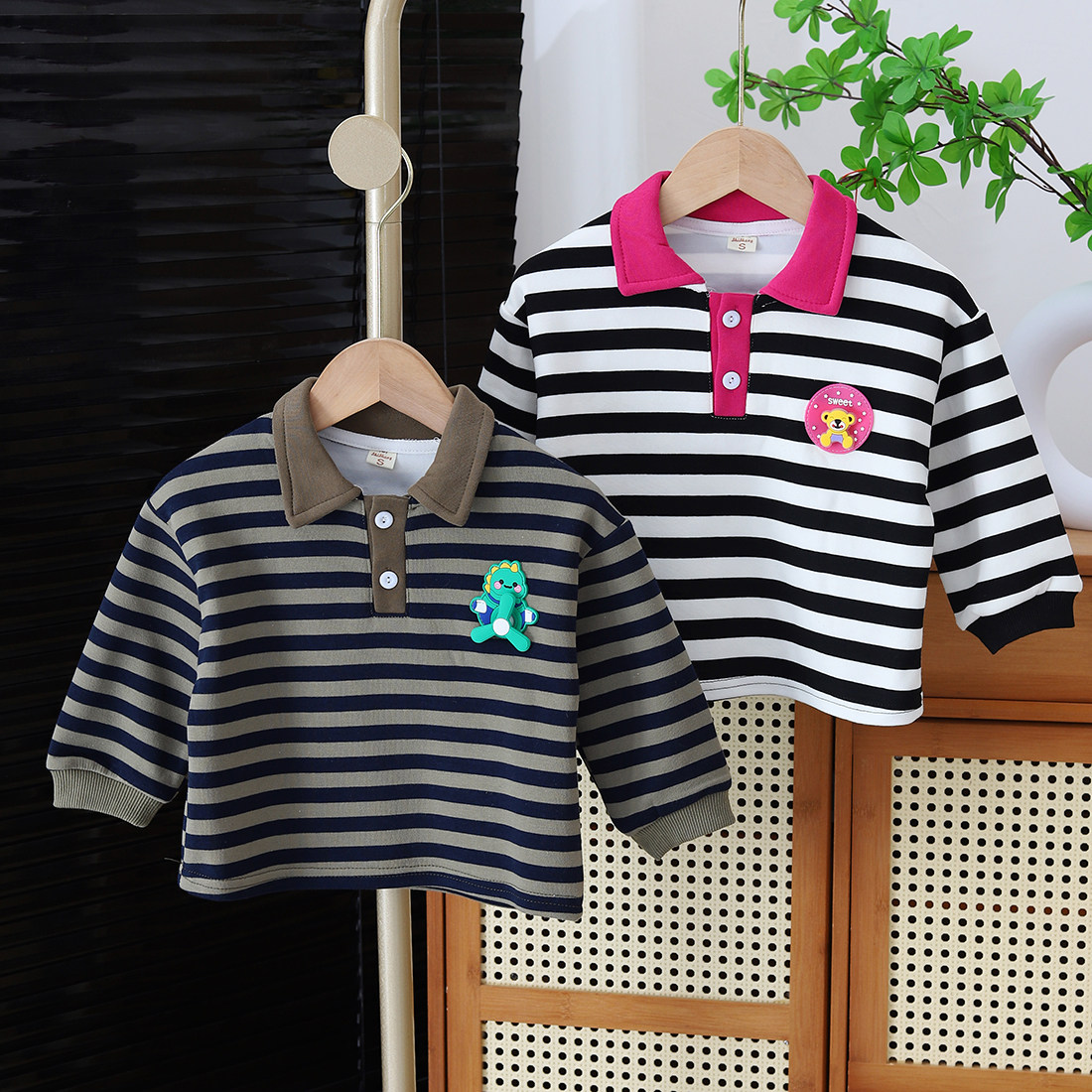 男童polo秋冬婴儿衣服秋装儿童外套女婴童宝宝条纹卫衣上衣童装潮