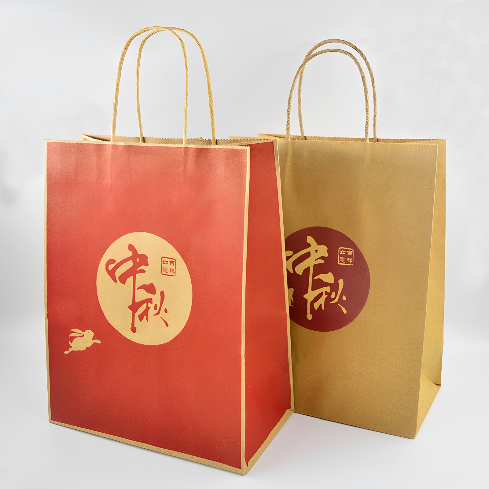 中秋月饼手提袋牛皮纸烘焙包装传统中式糕点打包礼盒礼品外卖纸袋