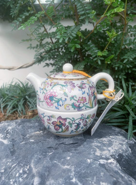 香港一园 缠枝莲汝窑旅行茶具一人饮便携式快客套装户外一壶两杯