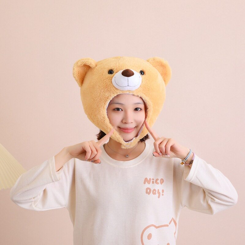 充棉小熊头套帽子 拍照道具 卡通头套 摄影道具 表演道具