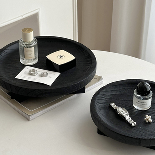 中古实木首饰珠宝香薰展示置物托盘轻奢高级感玄关钥匙收纳摆件