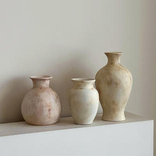 侘寂风极简陶瓷花瓶摆件客厅插花家居装饰摆件北欧风轻奢高级感