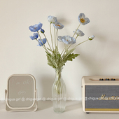 ins虞美人仿真花花束摆件装 饰绢花摆设假花拍照道具花艺干花插花