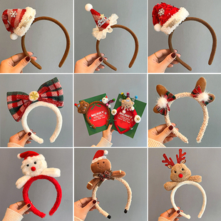 圣诞节发箍女款 圣诞树卡通头饰束发带头箍毛绒发捆发卡箍 发饰新款