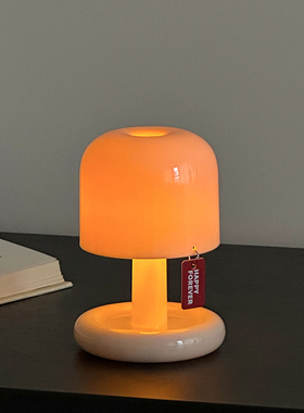 复古怀旧蘑菇造型LED发光小台灯客厅装饰摆件创意夜灯床头灯道具