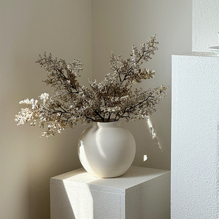 高级感装饰摆件白色陶瓷花瓶侘寂风中古客厅插花轻奢拍照道具乔迁