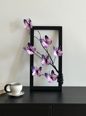 原创新款紫色蝴蝶装饰框墙面装饰摆件出租屋遮丑高级复古现代轻奢
