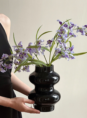 高级仿生花小翠兰紫色仿真花假花花艺摆件插花客厅电视柜摆设花朵
