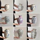 景德镇陶瓷花瓶轻奢高级感青花瓷陶罐水养插花中式 客厅桌面摆件