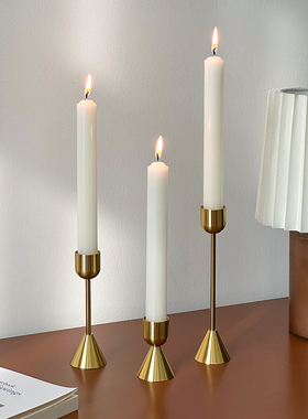 法式金属烛台轻奢浪漫婚庆婚礼餐厅烛光晚餐长杆蜡烛桌面装饰摆件