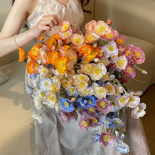 高档虞美人客厅花束花卉装饰摆件
