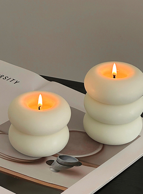 白色香薰蜡烛桌面摆件婚庆酒店西餐厅餐桌家用烛光晚餐氛围感装饰