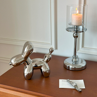 玄关装饰摆件陶瓷气球狗工艺品摄影拍照道具老钱风轻奢高级感小众